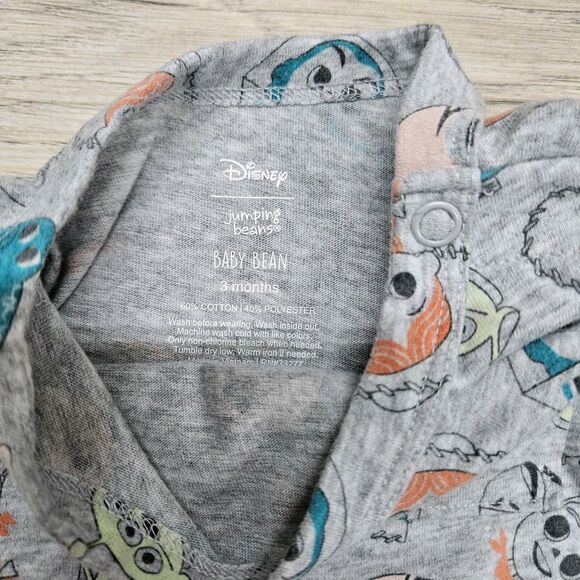 Baby Bean Disney Baby Boy Romper Gray Toy Story 3 Months - Picture 5 of 6
